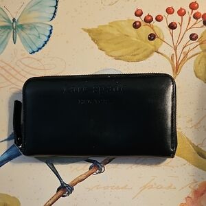 Kate Spade Continental Black Leather Zip-around Wallet